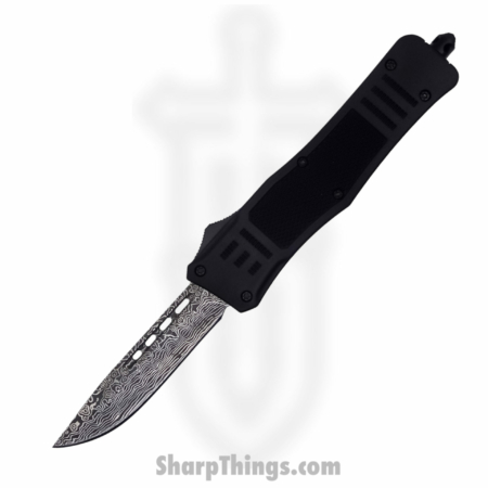 Steel River Knives – SB618DPDBK – Midway OTF Auto – 440 Damascus Drop Point – Black
