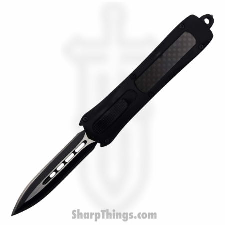 Steel River Knives – SBA163DGSBK – Mini Sidewinder OTF Auto – 440 2 Tone Serrated Dagger – Black