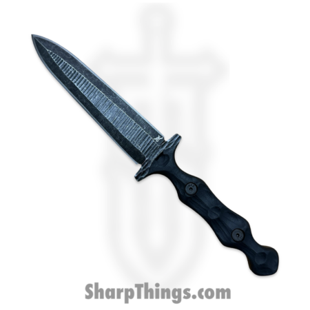 Stroup Knives – DAG-B-G10 – Dagger – Fixed Blade Knife – 1095 HC Acid Wash Double Edge – G10 – Black