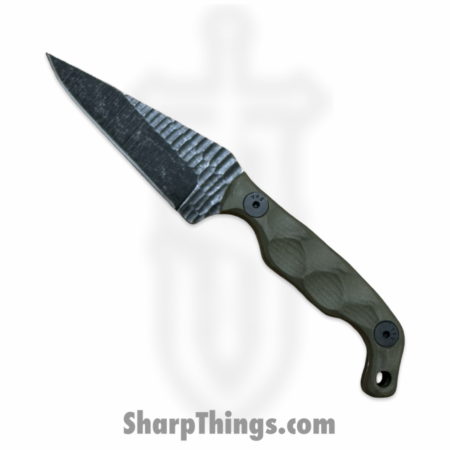 Stroup Knives – MINI-ODG-G10 – Mini – Fixed Blade Knife – 1095 HC Acid Wash Wharncliffe – G10 – OD Green