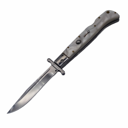 Steel River Knives – SBSG11CMOP – Magnum 11in Stiletto – Swinguard Lockback Auto – 440 Clip Point – MOP
