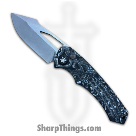 Heretic Knives – H046-2A-WT/CC – Pariah – Folding Knife – MagnaCut Stonewash Drop Point – Carbon Fiber – Black White