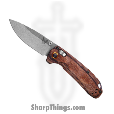 Benchmade – 15032 – North Fork – Folding Knife – CPM S30V Stonewash Drop Point – Stabilized Wood – Brown