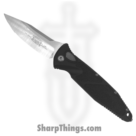 Microtech – 160A-4 – Socom Elite – Automatic Knife – Satin Drop Point – Aluminum with Inserts – Black