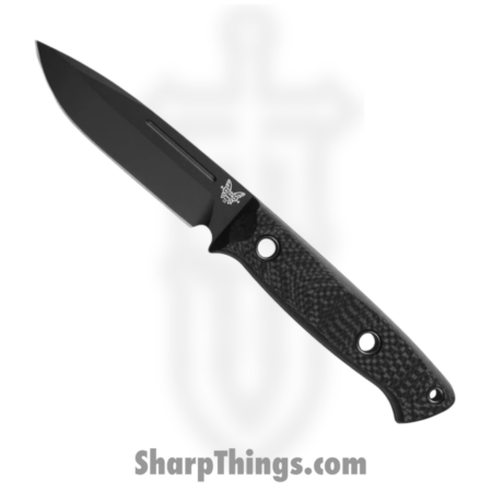 Benchmade – 163BK – Bushcrafter – Fixed Blade Knife – CPM CruWear Coated Drop Point – Carbon Fiber – Black