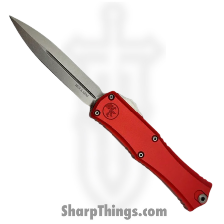 Microtech – 1702M-10RD – Mini Hera II – OTF Auto – M390MK Stonewash Dagger – 6061-T6 Aluminum – Red