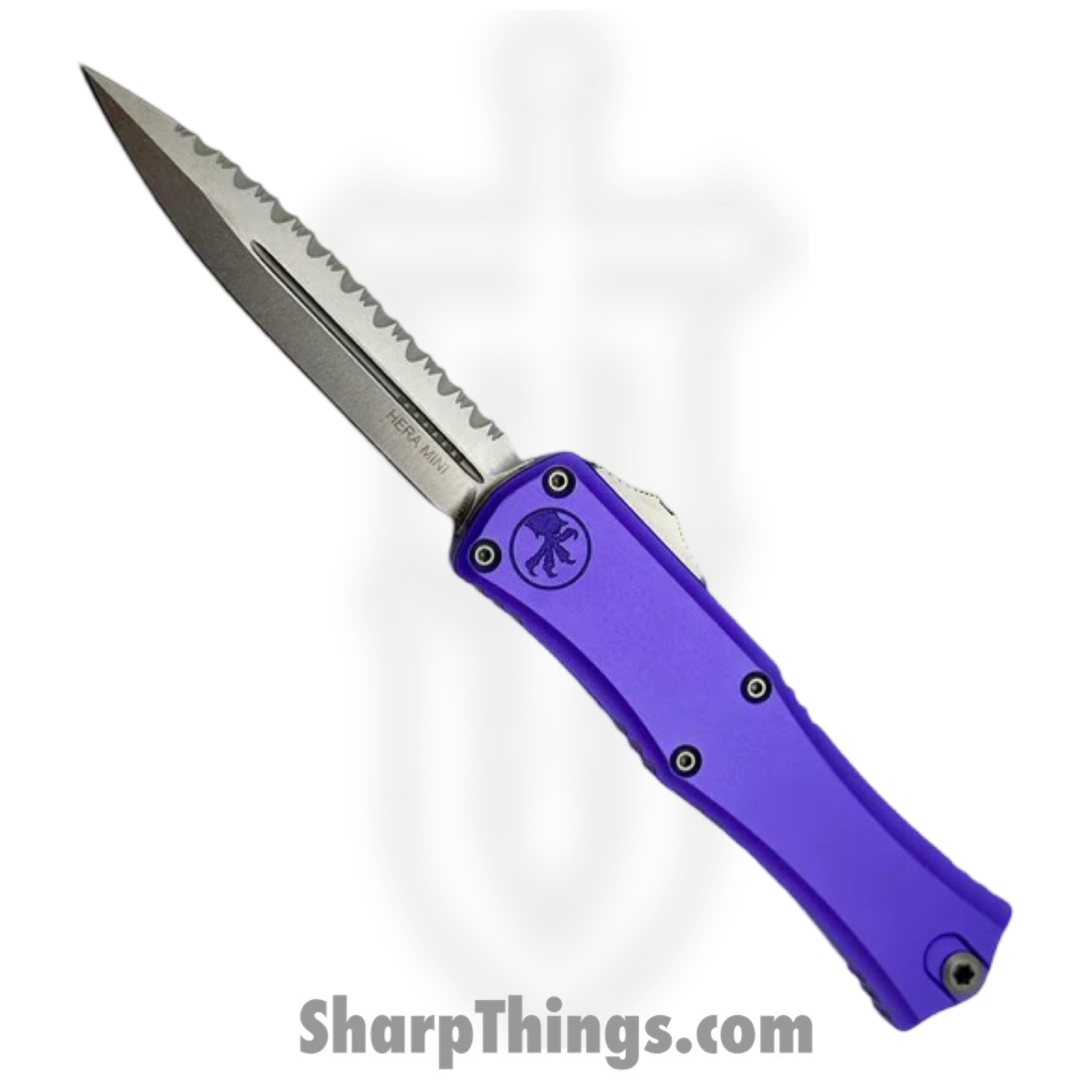 Microtech - 1702M-12PU - Mini Hera II - OTF Auto - M390MK Stonewash Dagger F/S - 6061-T6 Aluminum - Purple