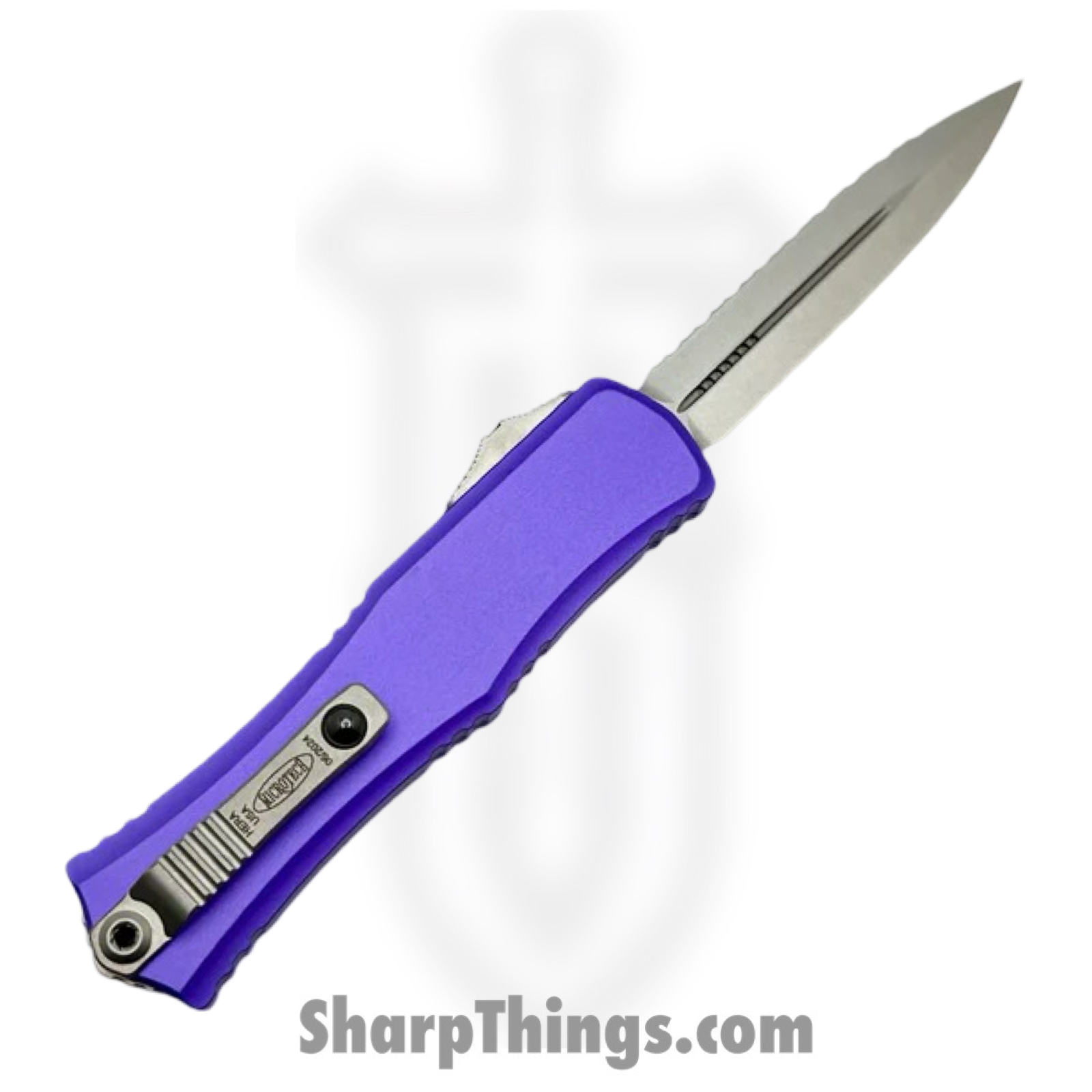 Microtech - 1702M-12PU - Mini Hera II - OTF Auto - M390MK Stonewash Dagger F/S - 6061-T6 Aluminum - Purple - Image 2