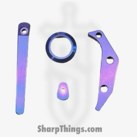 Aurora Knife and Tool – AK-TRUF-AC-PU – Truffels Accent Set – Backspacer Pivot Colar Pocket Clip and Clip Filler   – Titanium – Stonewashed Purple