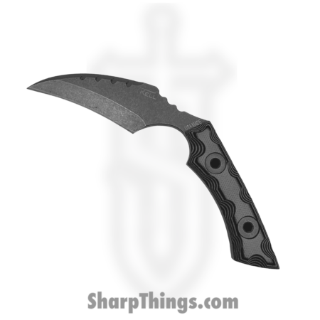T.Kell Knives – FLNGnMtl – FLN Removable G-10 Ring – Fixed Blade Knife – 80crv2 Coated Hawkbill – G10 – Gunmetal