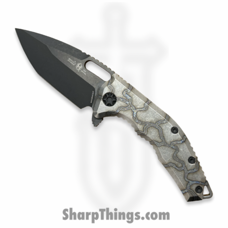 Heretic Knives – H009-6A-FTI – Medusa – Folding Knife – MagnaCut DLC Tanto – Titanium Frame – Flamed