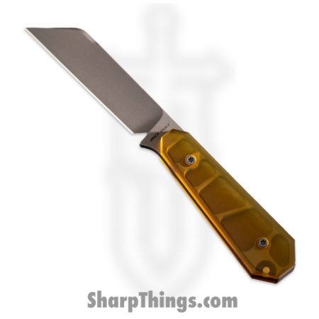 Jack Wolf Knives – FIXEDCUL – Midnight FIXedc – Fixed Blade Knife – S90V Blasted/Tumbled Hollow Grind Sheepsfoot – Polished Ultem – Yellow