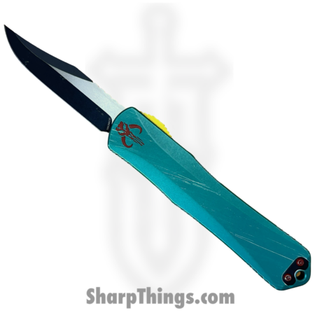 Heretic Knives – H030B-14A-BOUNTY – Manticore X – OTF Auto – CPM MagnaCut Two Tone Bowie – 6061-T6 Aluminum/ FAT Carbon Fiber – Black/Red/Yellow/Green