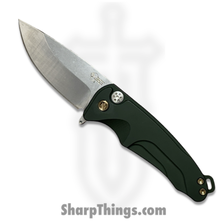 Medford Knife and Tool – MK0394TQ-40AG-T1C1-Q4 – Smooth Criminal – Folding Knife – S45VN Tumbled Drop Point – Aluminum – Green