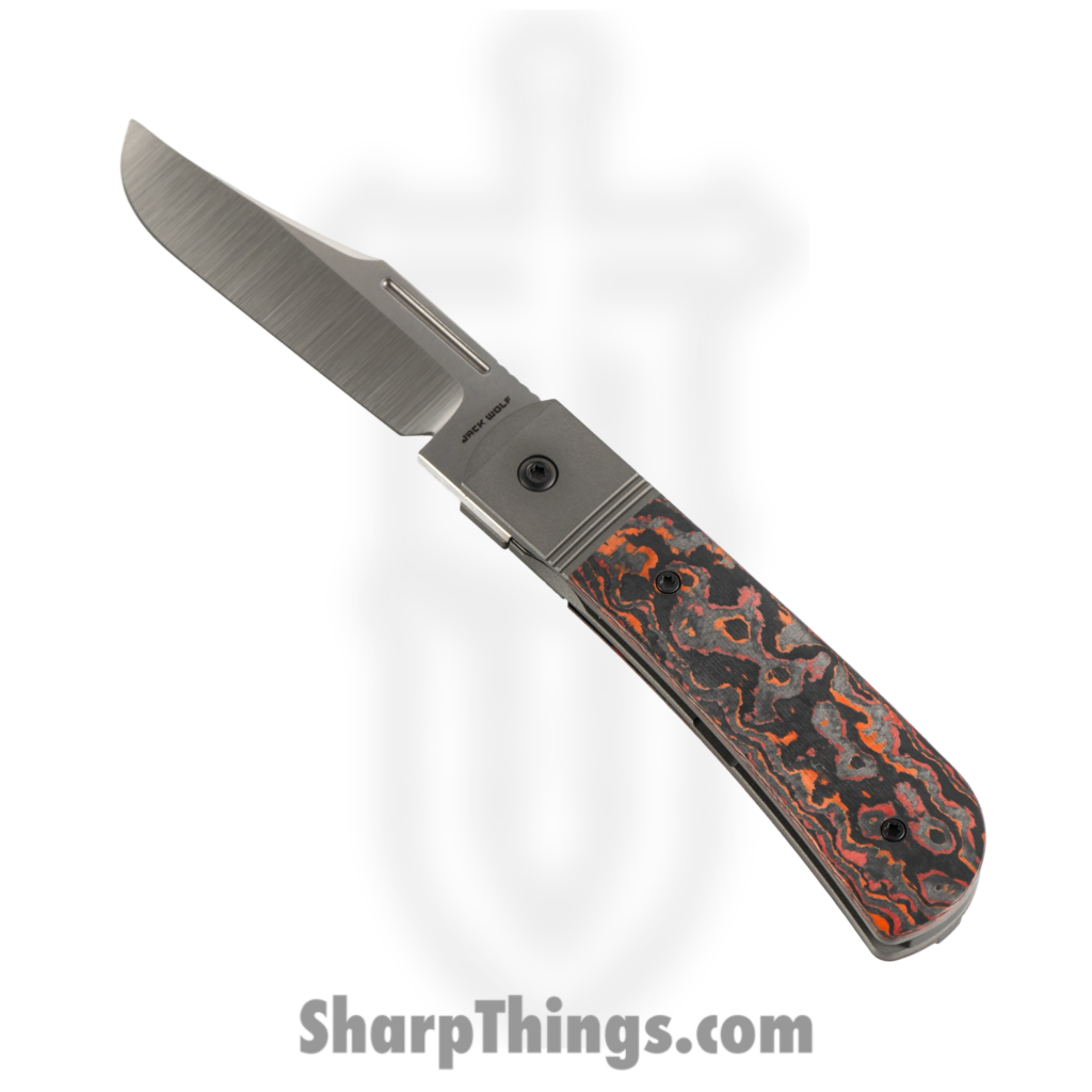Jack Wolf Knives – THEBE-01-FC-MARS – The Benny – Folding Knife – S90V Satin Clip Point – FAT Carbon Fiber – Mars Valley