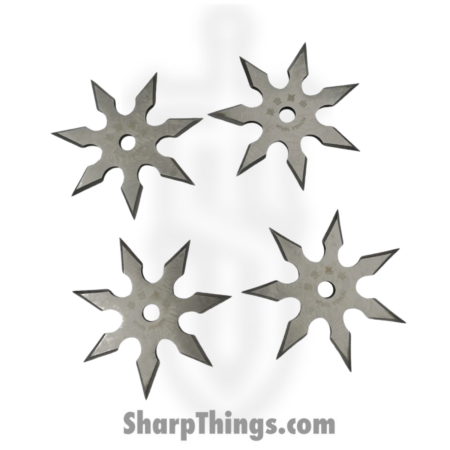 VOC – TS-9104-SL-4  – 4in 7 Point Ninja Shuriken Pack of 4 – Fixed Blade Knife – Surgical Steel – Silver