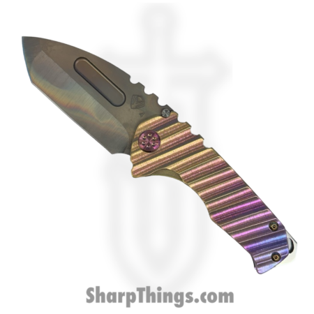 Medford Knife and Tool – MK0294VT-39A5-TFCA-BN – Genesis “T” – Folding Knife – S45VN Vulcan Tanto – Titanium “Warp Speed” – Purple Blue Orange