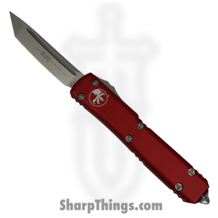 Microtech – 123-10RD – Ultratech – OTF Auto – Elmax, M390, 204P Stonewash Tanto – 6061-T6 Aluminum – Red