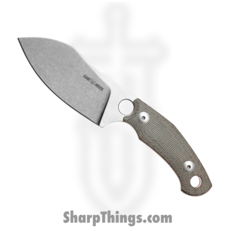 GiantMouse – GMF1-XL-GRN-CANVAS – GMF 1 XL – Fixed Blade Knife – N690 Stonewash Sheepsfoot – Micarta – Green