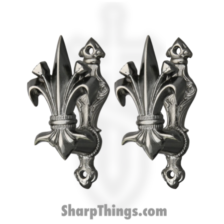 VOC – CN203308 – Fleur de lis Holder Set – Cast Metal – Silver