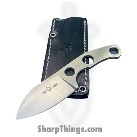 GiantMouse – GMF1-F-SATIN – GMF 1 – Fixed Blade Knife – M390 Satin Sheepsfoot – Skeletonized – Silver