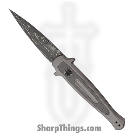 Kershaw – KS7150DAM – Launch 8 – Automatic Knife – Damascus Damascus Stiletto – 6061-T6 Aluminum CF Inlays – Black Gray