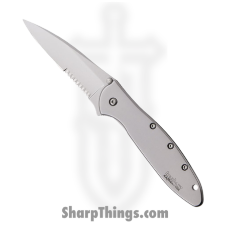 Kershaw – KSX1660STB – Leek Second – Assisted Open Knife – 14C28N Blasted Clip Point – Stainless – Silver