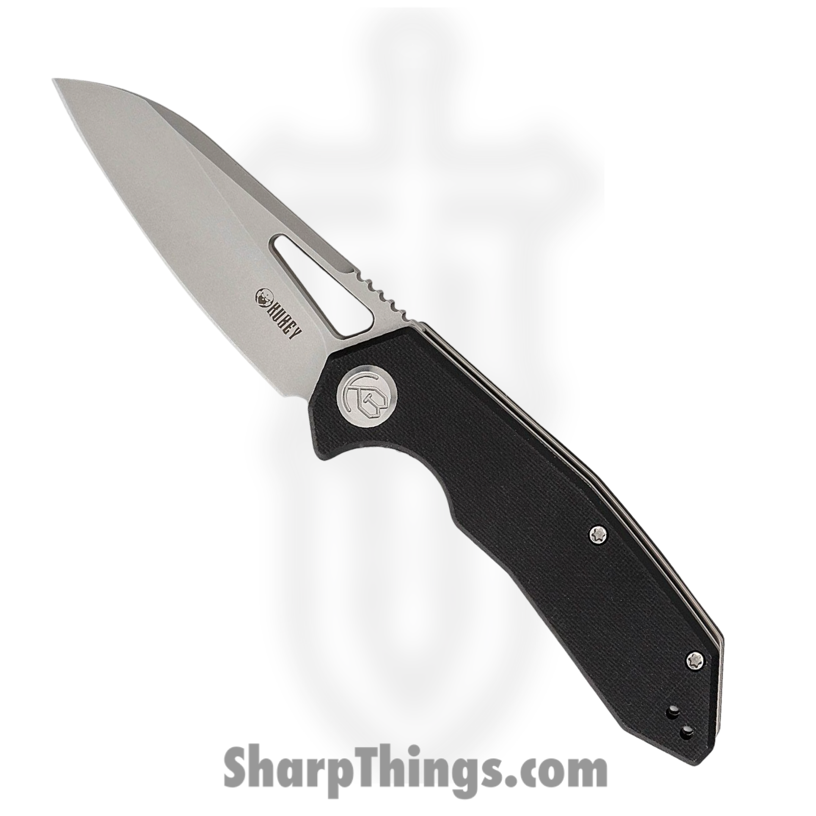 Kubey - KUB291A - Vagrant - Folding Knife - AUS-10A Blasted Modified Wharncliffe - G10 - Black