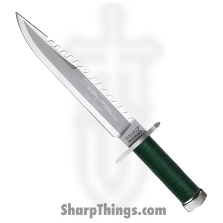 Rambo – RB9293 – First Blood Stallone Signature – Fixed Blade Knife – Stainless Satin Sawback – Cord Wrapped – OD Green