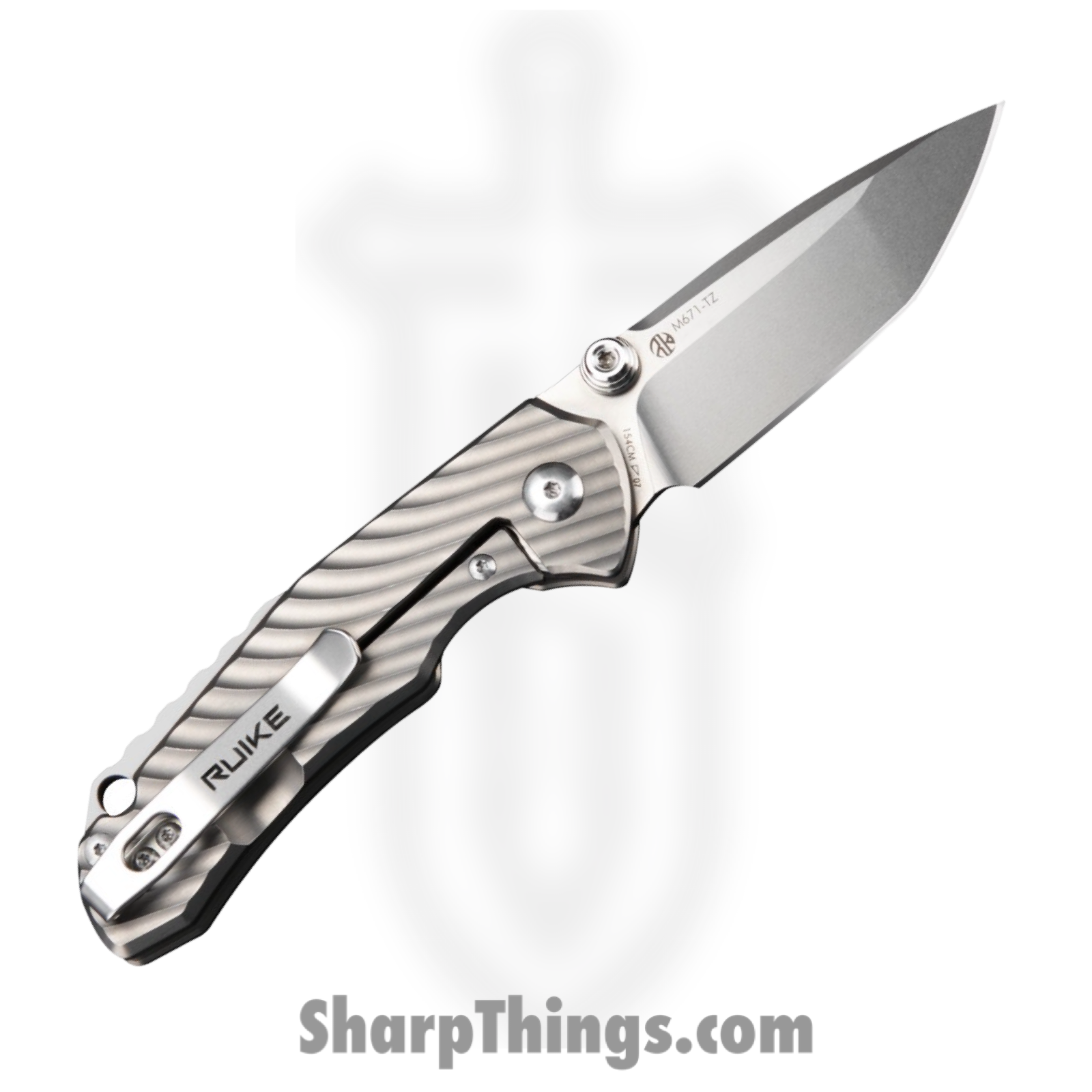 Ruike - RKEM671TZ - M671-TZ - Folding Knife - 154CM Satin Tanto - Titanium - Gray - Image 2