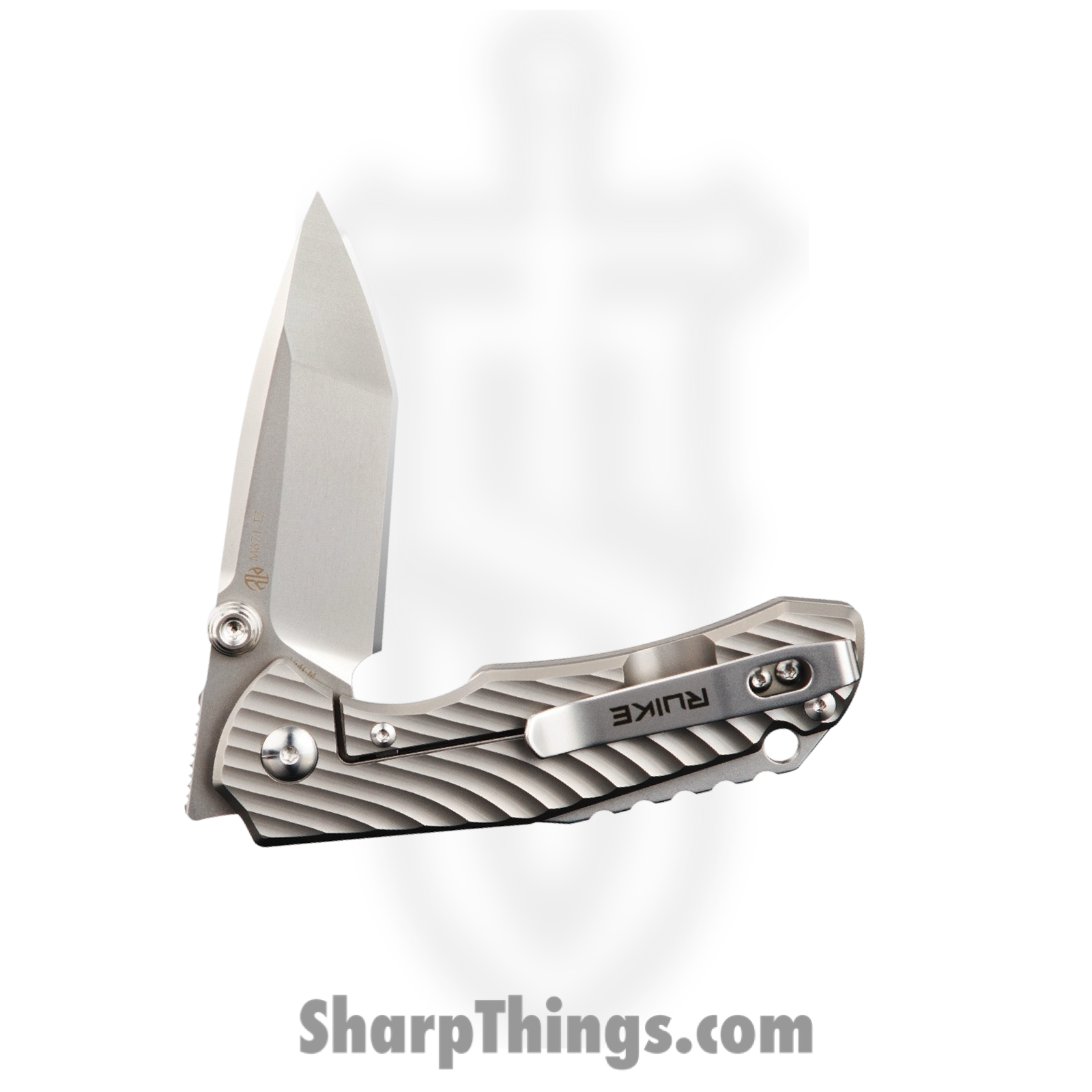 Ruike - RKEM671TZ - M671-TZ - Folding Knife - 154CM Satin Tanto - Titanium - Gray - Image 3