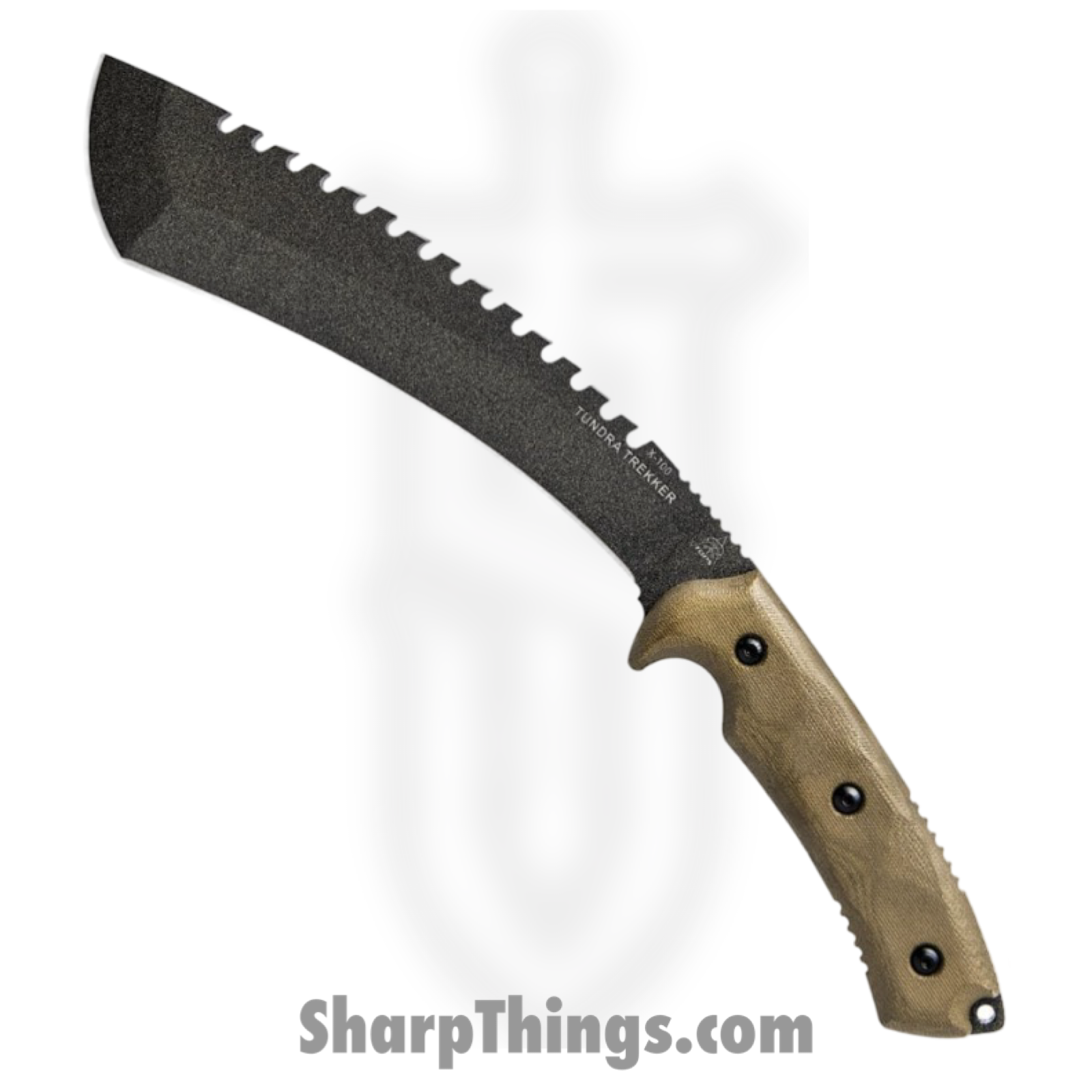 Tops - TPTDTK01 - Tundra Trekker - Fixed Blade Knife - 1095 HC Coated Sawback - Micarta - Green