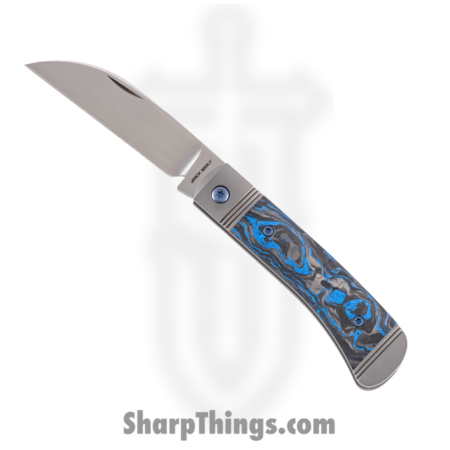 Jack Wolf Knives – Venom-02-MRBCF-BLU – Venom Jack – Folding Knife – S90V Satin Sheepsfoot – Carbon Fiber – Blue Marble