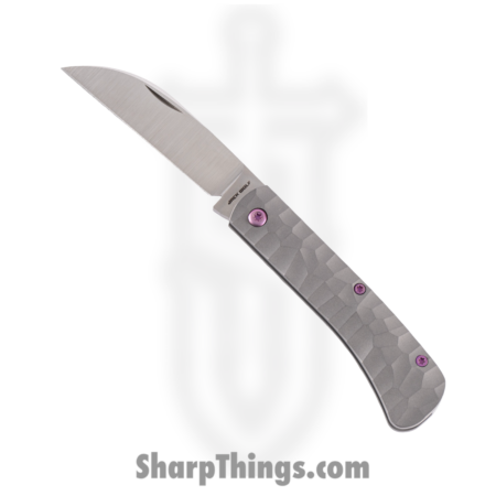 Jack Wolf Knives – Venom-02-TI-ROCK – Venom Jack – Folding Knife – S90V Satin Sheepsfoot – Rock Pattern Titanium – Purple