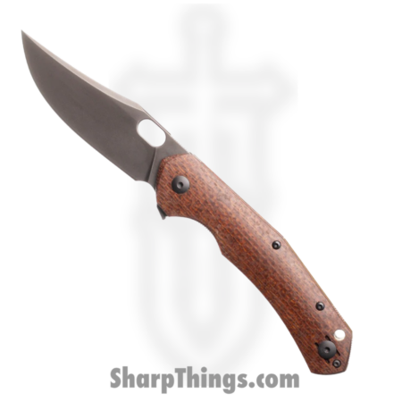 GiantMouse – JUTLAND-BURLAP-MICARTA – Jutland – Folding Knife – Vanadis Blackwash Trailing Point – Micarta – Brown