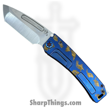 Medford Knife and Tool – 091924A – Marauder-H – Folding Knife – S45VN Tumbled Tanto – Titanium “Birds of Paradise” – Blue Bronze