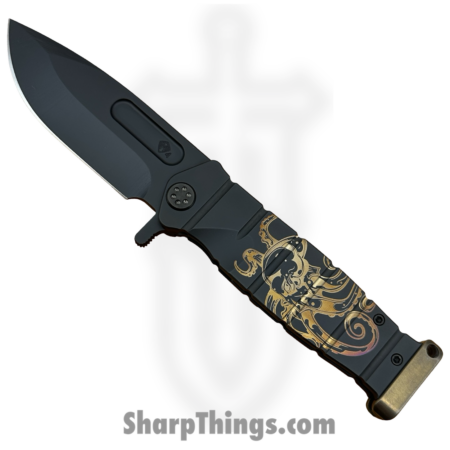 Medford Knife and Tool – 091924E – USMC FF – Folding Knife – S45VN Coated Drop Point – Titanium “Steampunk Octopus” – Black Bronze