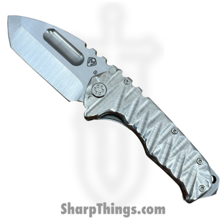 Medford Knife and Tool – 091924L – Prae Ti – Folding Knife – S35VN Satin Tanto – Titanium “Contoured/Predator” – Silver