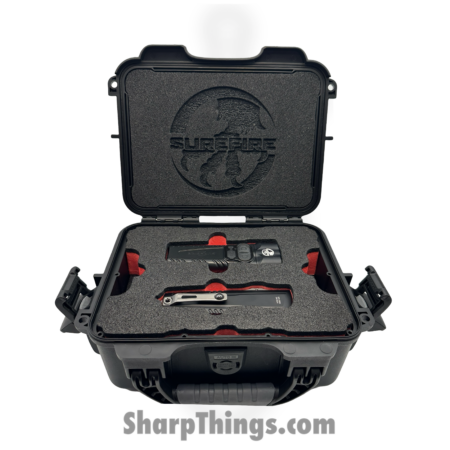 Microtech – 1270-10SET – Luminary and Surefire Stiletto Pro II Set – OTF Auto – M390MK Stonewash Dagger – 6061-T6 Aluminum – Black