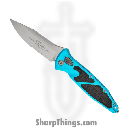 Microtech – 160A-11TQ – Socom Elite Auto P/S – Automatic Knife – M390 Stonewash Drop Point – Aluminum – Turquoise