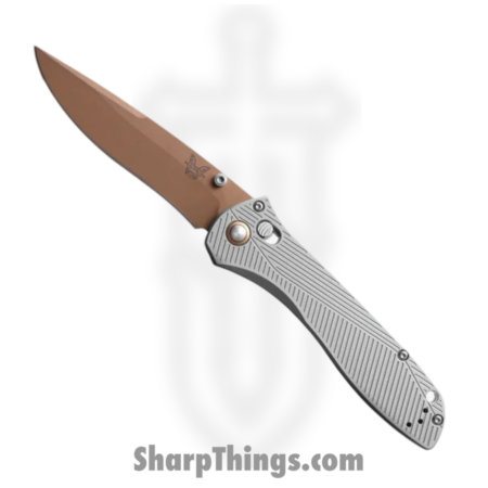 Benchmade – 710FE-24 – McHenry & Williams Seven Ten – Folding Knife – FDE Coated S90V Recurve – Aluminum – Silver