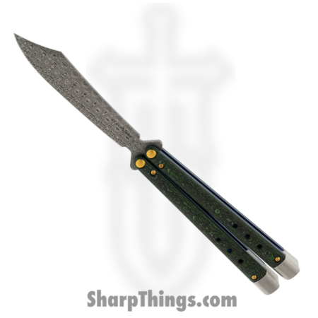 Benchmade – 99-242 – Necron Gold Class – Balisong – Monarch Damasteel Scimitar – FatCarbon – Jungle Wear Green