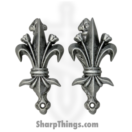 Denix – DX11G – Fleur de Lis Hangers Antique 2 Piece Set – Metal – Gray