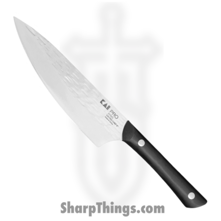 Kai – HT7072 – Pro Chef 6″ – Fixed Blade Knife – AUS-6 Hammered Drop Point – POM – Black