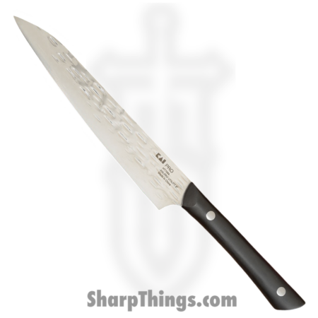 Kai – HT7084 – Pro Utility 6″ – Fixed Blade Knife – AUS-6 Hammered Drop Point – POM – Black