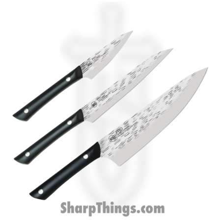 Kai – HTS0370 – Pro 3 Pc Set – Fixed Blade Knife – AUS-6 Hammered Multi – POM – Black