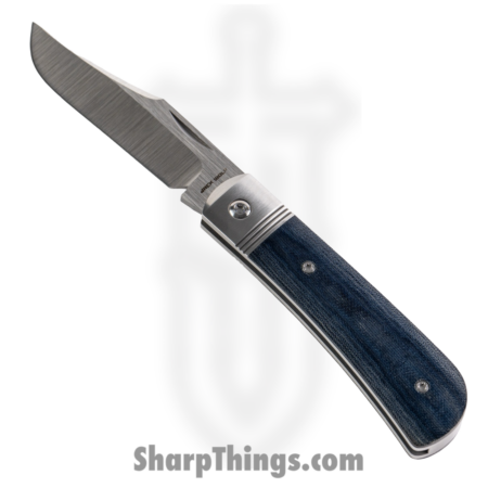 Jack Wolf Knives – BENNY-02-LIN-MIC-BLU – Benny’s Clip – Folding Knife – 14C28N Satin Clip Point – Linen Micarta – Blue