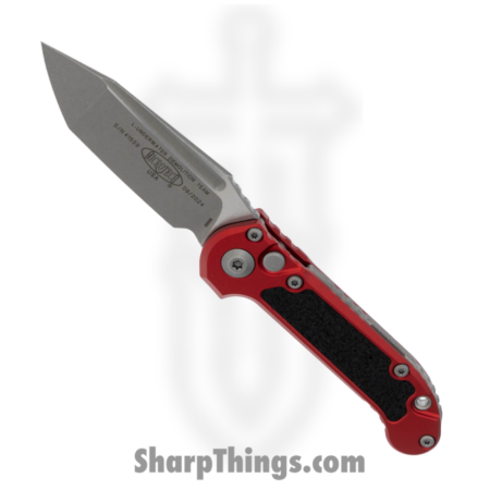 Microtech – 1136-10APRD – L.U.D.T. Gen III – Automatic Knife – M390MK Apocalyptic Tanto – Aluminum with 3M Traction Tape Inserts – Red/Black