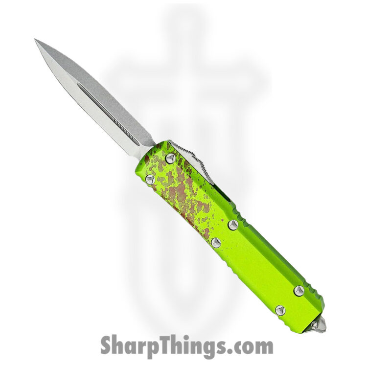 Microtech - 122-10Z - Ultratech Signature Series Zombie Tech - OTF Auto - Elmax, M390, 204P Stonewash Dagger - 6061-T6 Aluminum - Green/Red - Image 5