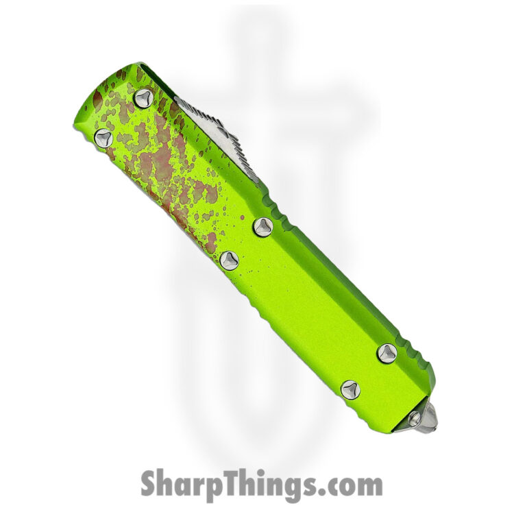 Microtech - 122-10Z - Ultratech Signature Series Zombie Tech - OTF Auto - Elmax, M390, 204P Stonewash Dagger - 6061-T6 Aluminum - Green/Red - Image 7